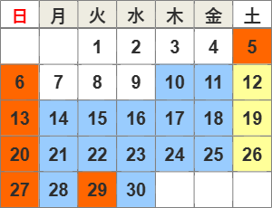 図：04月の開館カレンダー