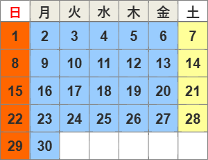 図：06月の開館カレンダー